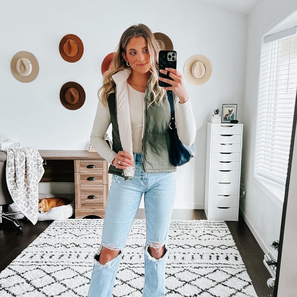 GREEN AND TAN VEST